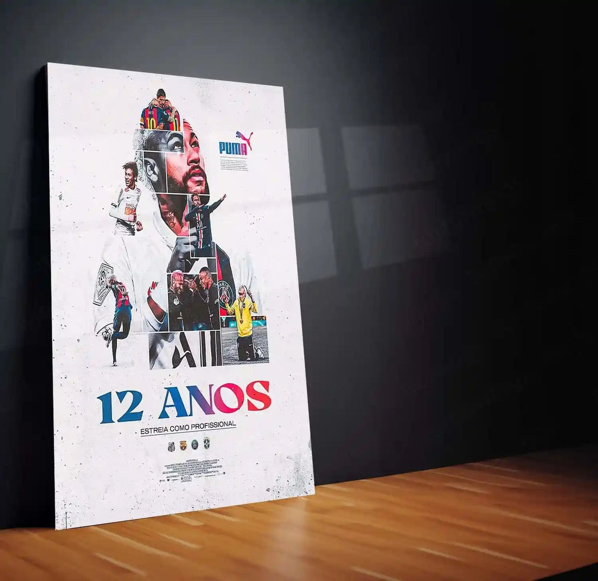 Neymar – 12 Anos Tribute Metal Poster | Brazilian Football Icon Wall Frame - TURTLEWINGS