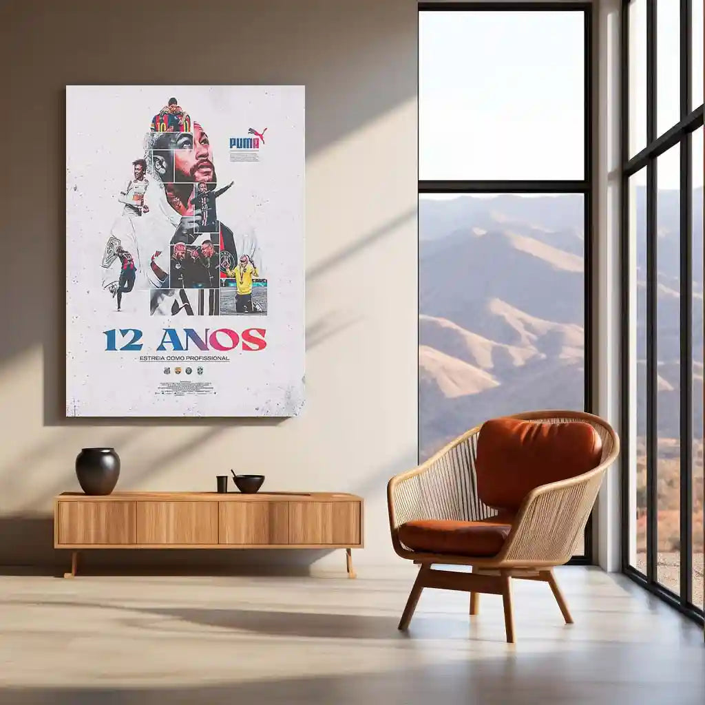 Neymar – 12 Anos Tribute Metal Poster | Brazilian Football Icon Wall Frame - TURTLEWINGS
