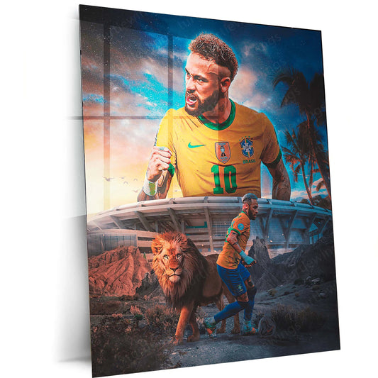 Neymar Jr – The Lion of Brazil Metal Poster | Football Superstar Wall Frame - TURTLEWINGS