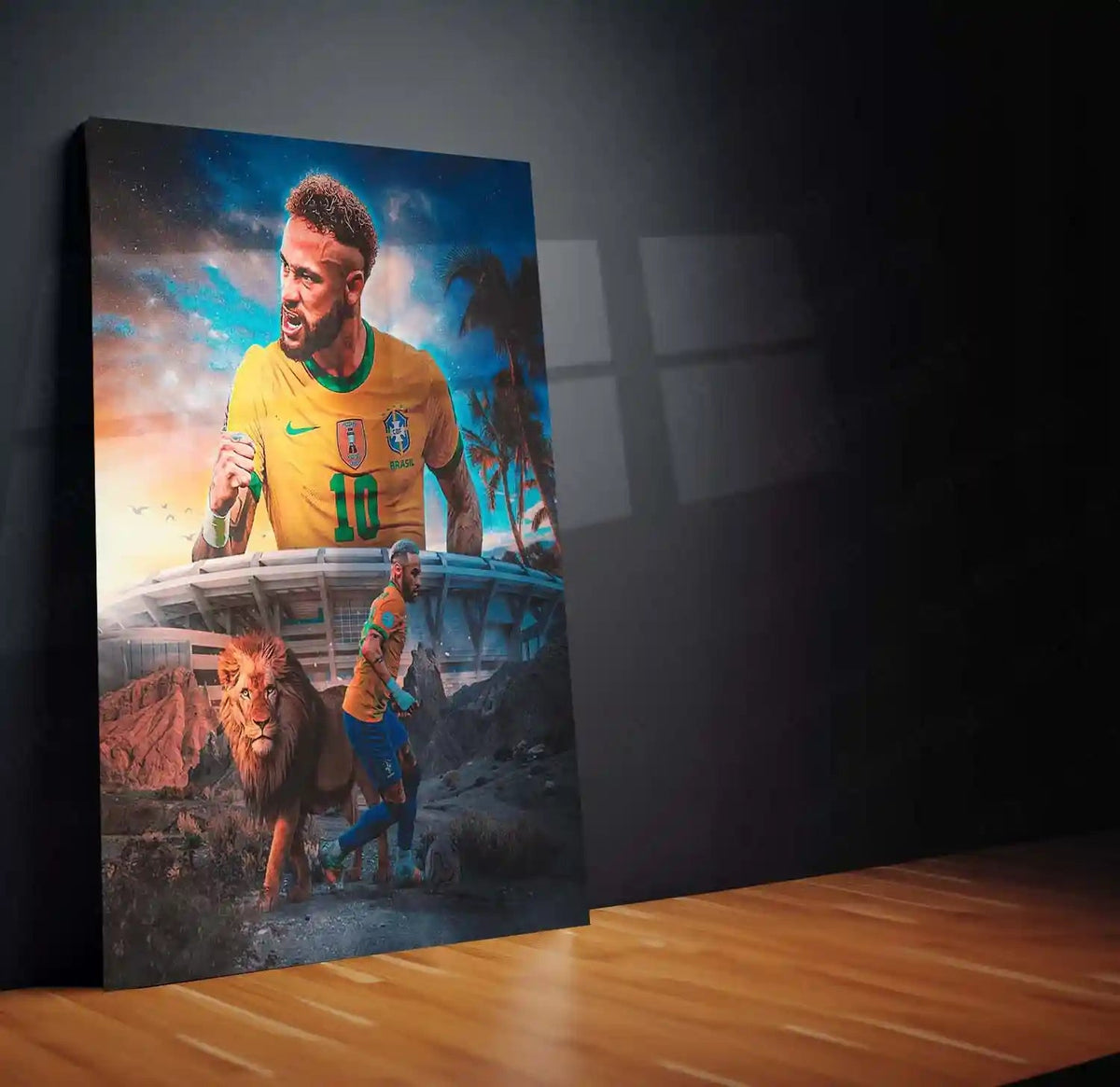 Neymar Jr – The Lion of Brazil Metal Poster | Football Superstar Wall Frame - TURTLEWINGS