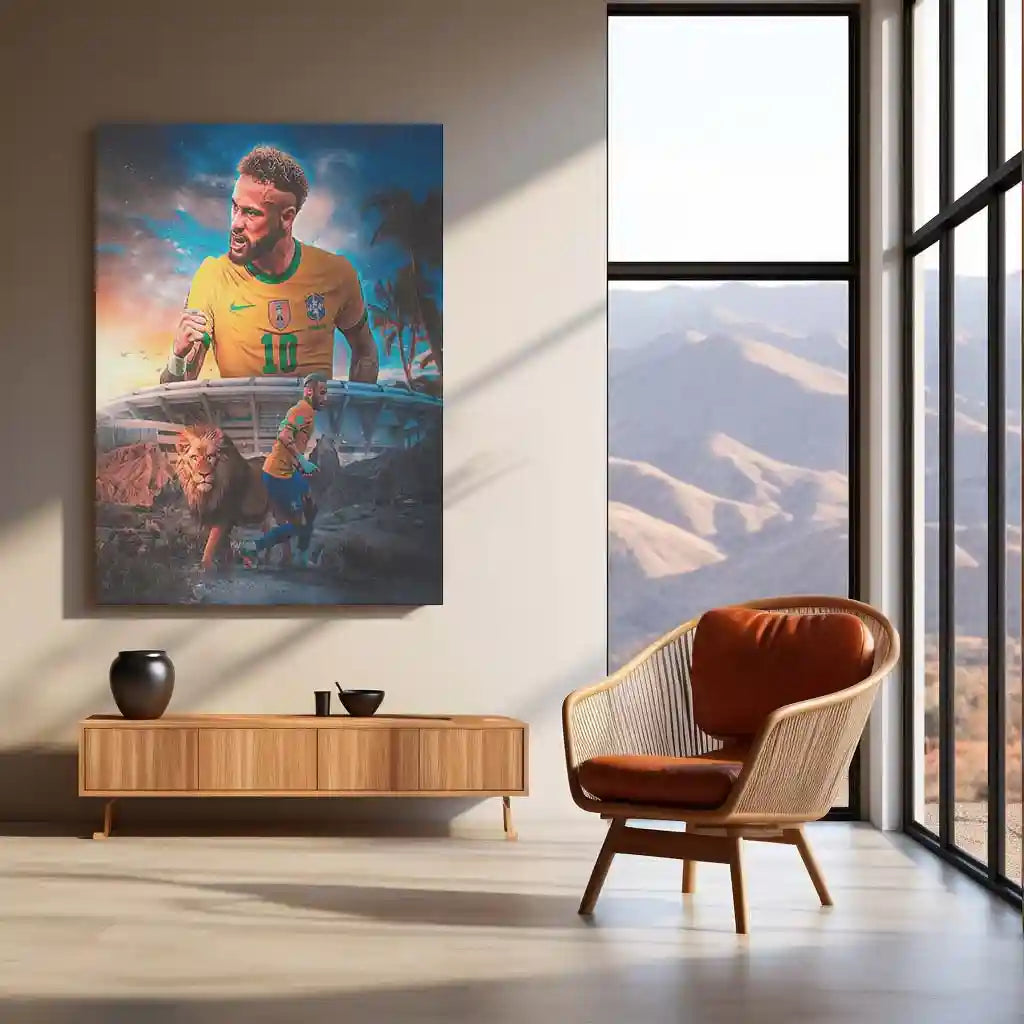 Neymar Jr – The Lion of Brazil Metal Poster | Football Superstar Wall Frame - TURTLEWINGS