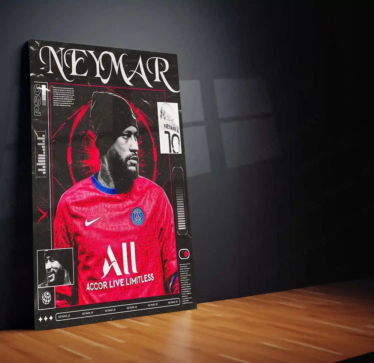 Neymar Jr. – Paris Saint-Germain Legacy Art Poster | PSG Metal Wall Frame - TURTLEWINGS