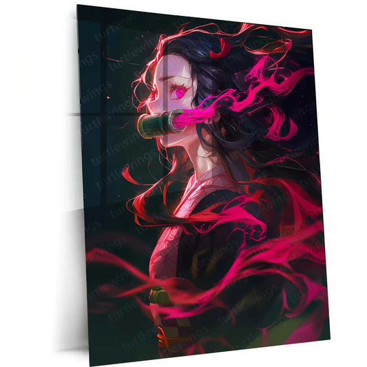 Anime Metal Poster | Nezuko Kamado Demon Slayer Metal Poster – Stunning Anime Art01 - TURTLEWINGS