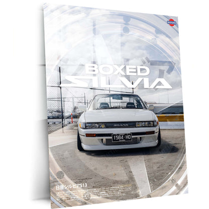 Car Metal Poster | Nissan Silvia S13 – Boxed Edition | JDM Classic Car Metal Frame | Retro Drift Wall Art