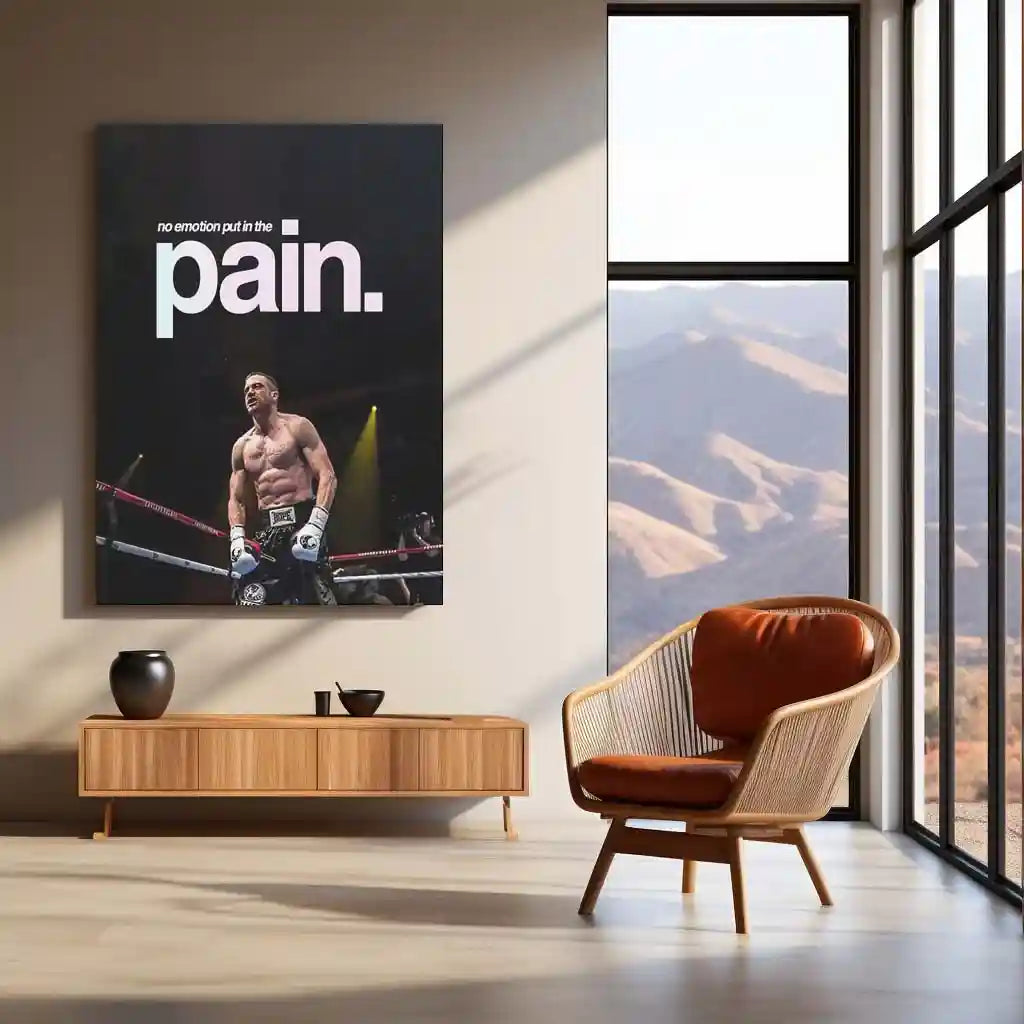 Quote Metal Poster | Jake Gyllenhaal – No Emotion, Only Pain Metal Frame Discipline & Suffering Mindset Wall Art | Controlled Rage & Relentless Grit Quote Metal Poster - TURTLEWINGS 