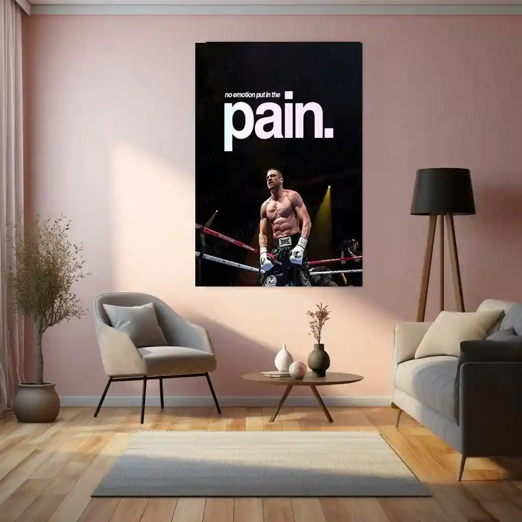 Quote Metal Poster | Jake Gyllenhaal – No Emotion, Only Pain Metal Frame Discipline & Suffering Mindset Wall Art | Controlled Rage & Relentless Grit Quote Metal Poster - TURTLEWINGS 