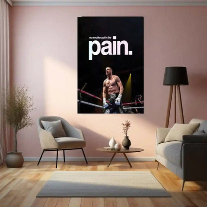 Quote Metal Poster | Jake Gyllenhaal – No Emotion, Only Pain Metal Frame Discipline & Suffering Mindset Wall Art | Controlled Rage & Relentless Grit Quote Metal Poster - TURTLEWINGS 