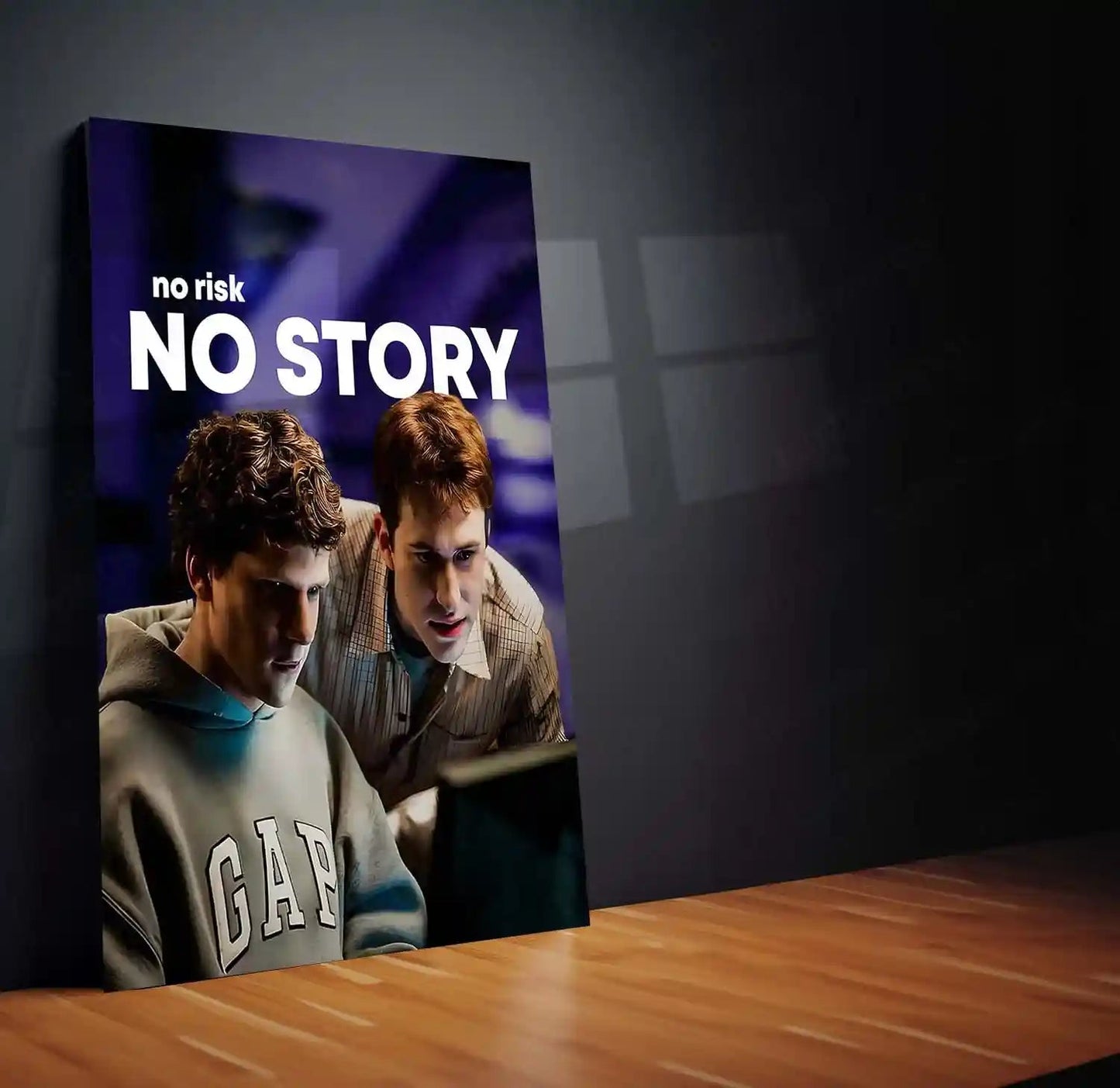 Quote Metal Poster | esse Eisenberg & Andrew Garfield – No Risk, No Story Metal Frame Startup Grit & Visionary Hustle Wall Art | Bold Decisions & Legacy Mindset Quote Metal Poster - TURTLEWINGS 