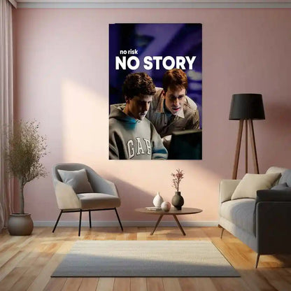 Quote Metal Poster | esse Eisenberg & Andrew Garfield – No Risk, No Story Metal Frame Startup Grit & Visionary Hustle Wall Art | Bold Decisions & Legacy Mindset Quote Metal Poster - TURTLEWINGS 