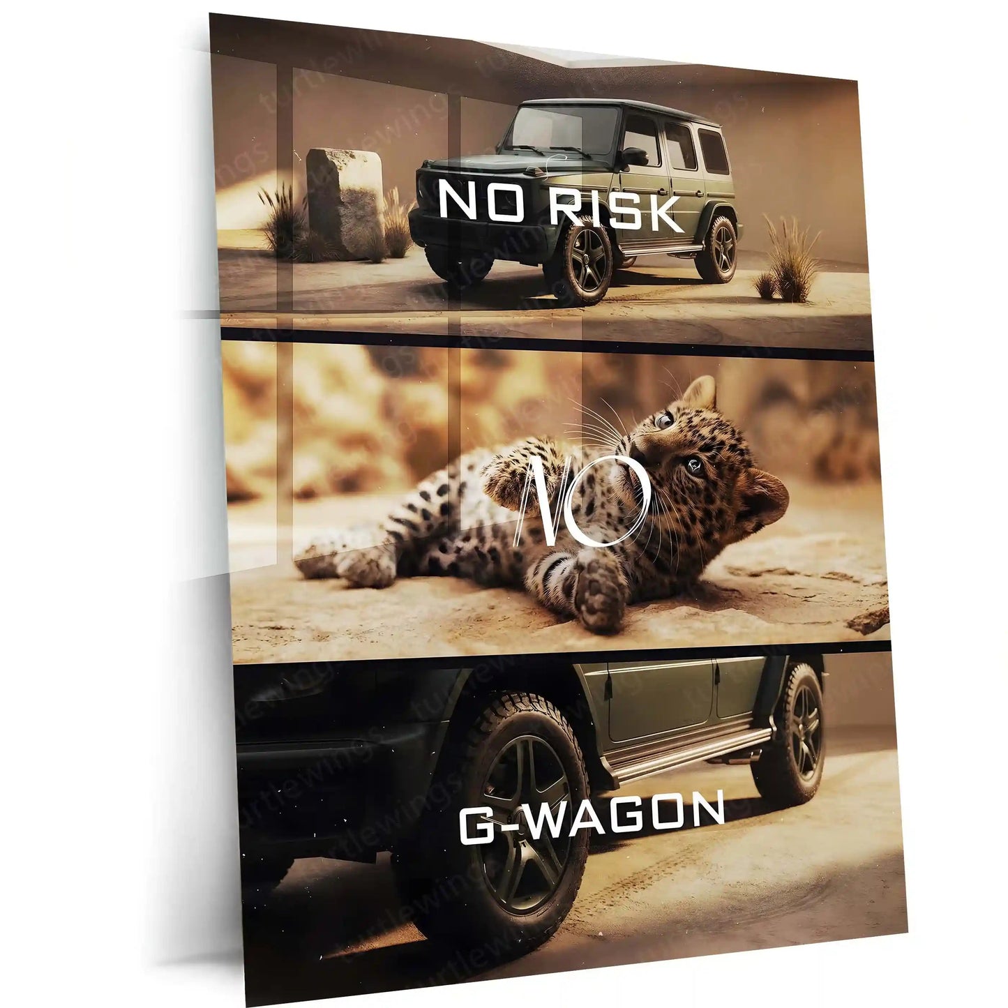 Quote Metal Poster | No Risk, No G-Wagon Metal Frame Elite Power, Dominance & Fearless Success Mindset Wall Art | Luxury SUV Quote Metal Poster - TURTLEWINGS 
