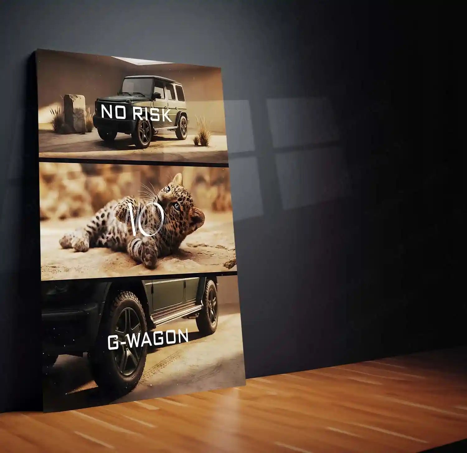 Quote Metal Poster | No Risk, No G-Wagon Metal Frame Elite Power, Dominance & Fearless Success Mindset Wall Art | Luxury SUV Quote Metal Poster - TURTLEWINGS 