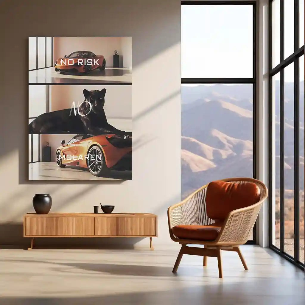 Quote Metal Poster | No Risk, No McLaren Metal Frame Elite Performance, Precision Speed & Relentless Innovation Wall Art | Supercar Mindset Quote Metal Poster - TURTLEWINGS 