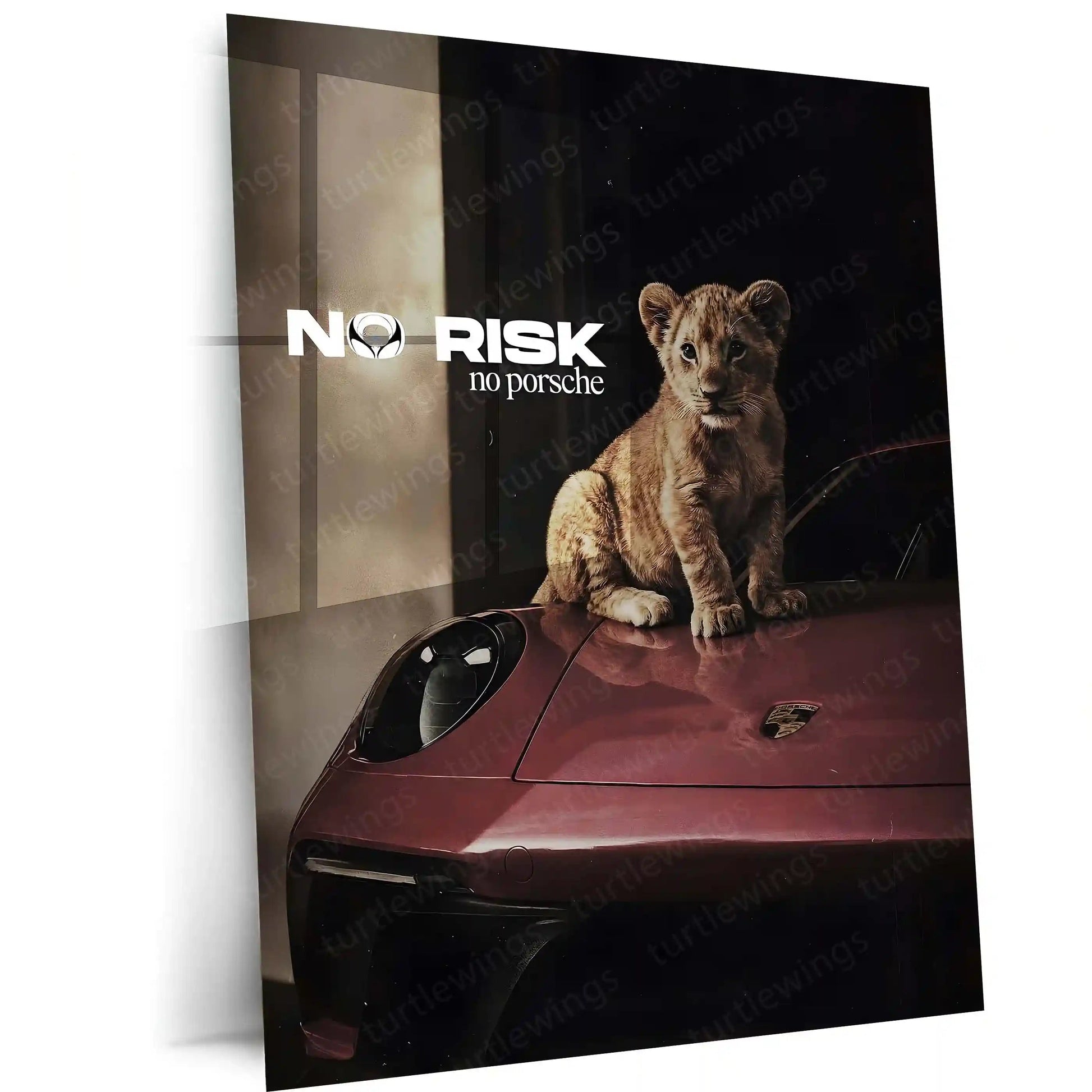Quote Metal Poster | No Risk, No Porsche Metal Frame Precision Performance, Legacy Speed & Relentless Discipline Wall Art | Supercar Mindset Quote Metal Poster 01 - TURTLEWINGS 