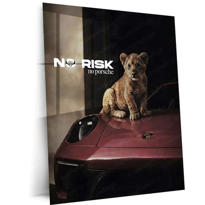Quote Metal Poster | No Risk, No Porsche Metal Frame Precision Performance, Legacy Speed & Relentless Discipline Wall Art | Supercar Mindset Quote Metal Poster 01 - TURTLEWINGS 