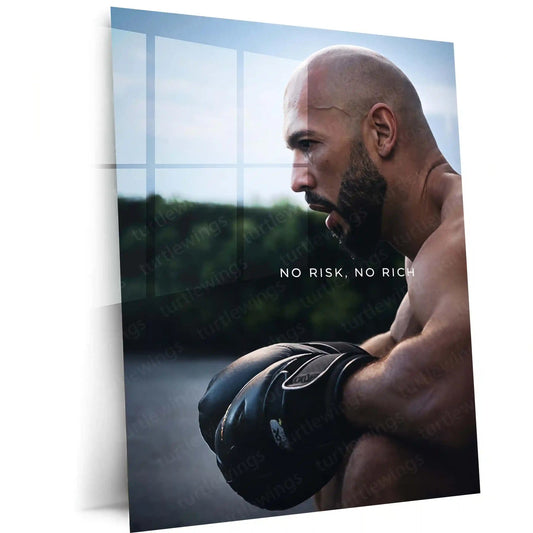 Quote Metal Poster | No Risk, No Rich | Grit, Discipline & High-Stakes Hustle Metal Frame - TURTLEWINGS 