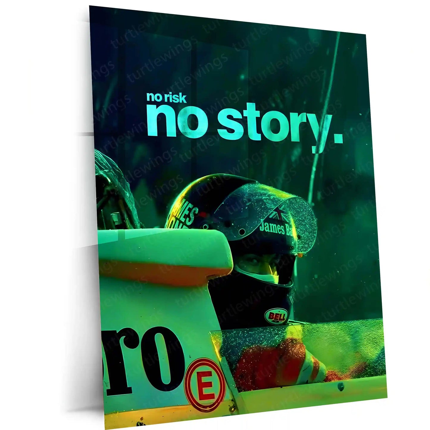 Quote Metal Poster | Niki Lauda – No Risk, No Story Metal Frame Formula 1 Grit, Fearless Comeback & Pure Racing Mentality Wall Art | Motorsport Legend Quote Metal Poster - TURTLEWINGS 