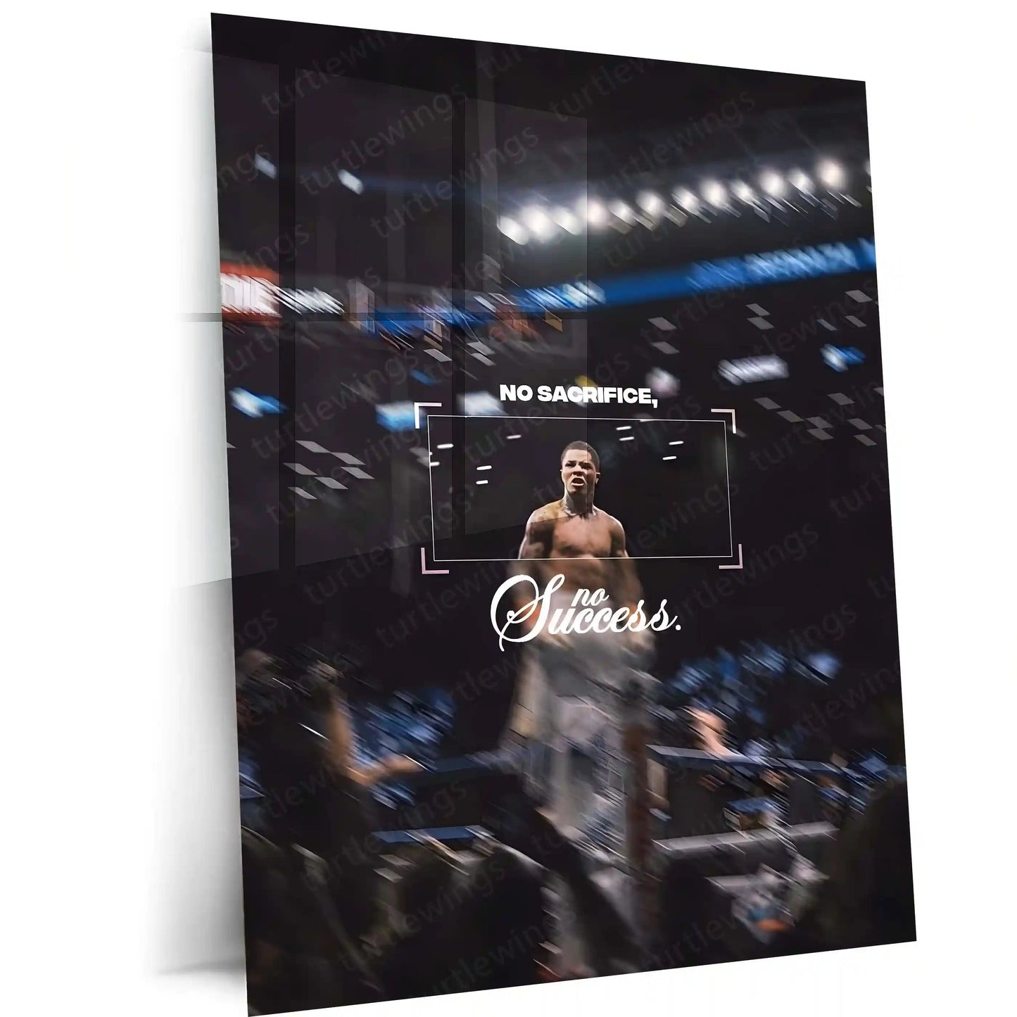 Quote Metal Poster | Gervonta Davis – No Sacrifice, No Success Metal Frame | Champion Mindset Boxing Wall Art | Motivational Quote Metal Poster - TURTLEWINGS 