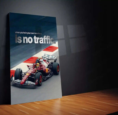 Quote Metal Poster | No Traffic in Your Lane – Ferrari F1 Metal Frame Elite Focus, Individual Path & Championship Mindset Quote Wall Art | Formula 1 Motivation Metal Poster - TURTLEWINGS 