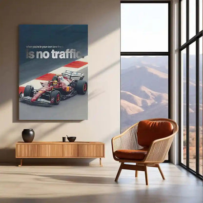 Quote Metal Poster | No Traffic in Your Lane – Ferrari F1 Metal Frame Elite Focus, Individual Path & Championship Mindset Quote Wall Art | Formula 1 Motivation Metal Poster - TURTLEWINGS 