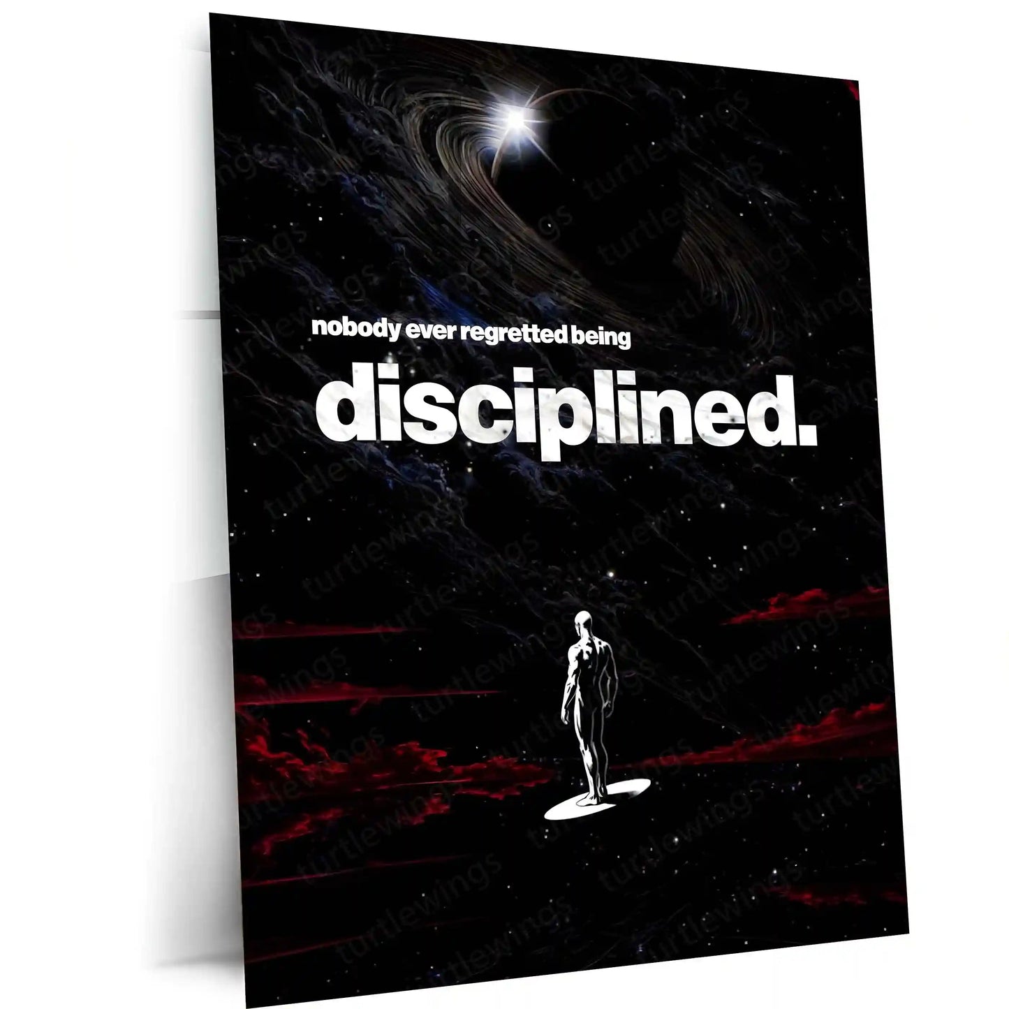 Quote Metal Poster | Nobody Ever Regretted Being Disciplined Metal Frame Unshakeable Self-Control & Long-Term Success Quote Wall Art | Discipline-First Mindset Metal Poster - TURTLEWINGS