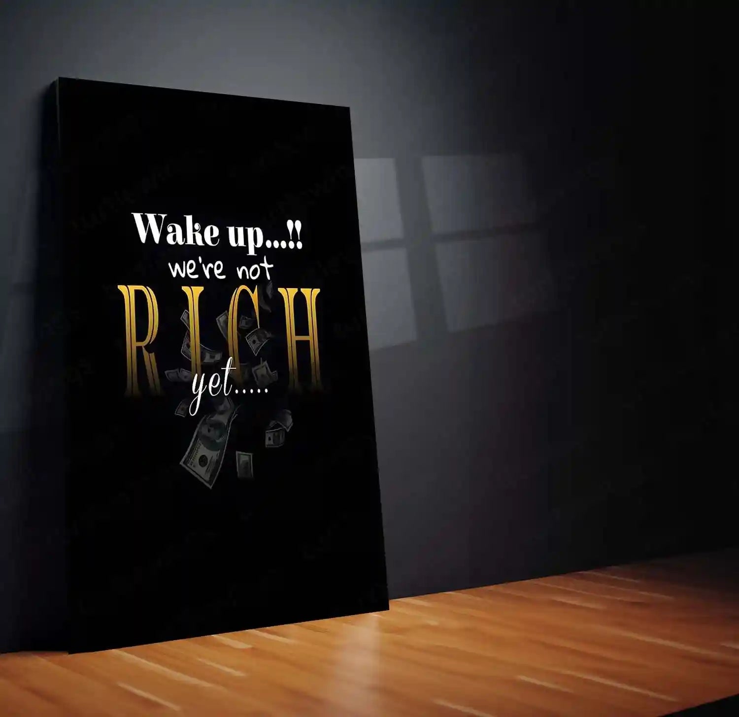 Quote Metal Poster | Not Rich Yet Metal Frame | Hustle & Money Mindset Quote Wall Art | Premium Motivational Metal Poster - TURTLEWINGS