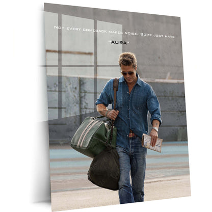 Quote Metal Poster | Brad Pitt – Not Every Comeback Makes Noise | Some Just Have Aura Motivational Metal Frame | Confidence Wall Art by TurtleWings