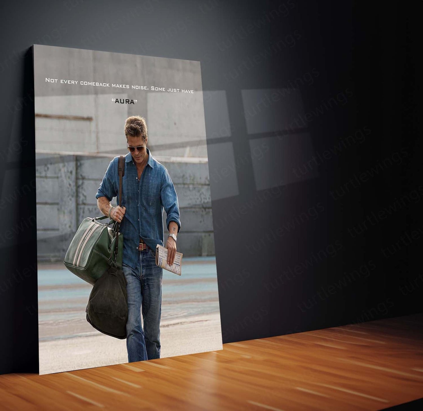 Quote Metal Poster | Brad Pitt – Not Every Comeback Makes Noise | Some Just Have Aura Motivational Metal Frame | Confidence Wall Art by TurtleWings