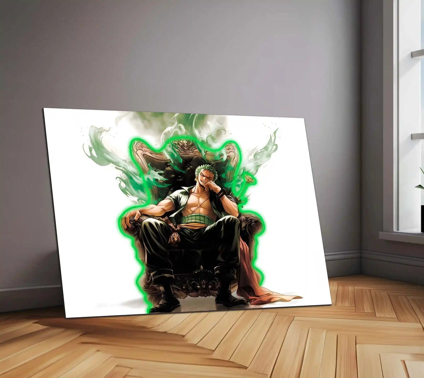 Roronoa Zoro King Neon LED Frame | One Piece Anime Wall Art | Throne Aura Swordsman Design - TURTLEWINGS