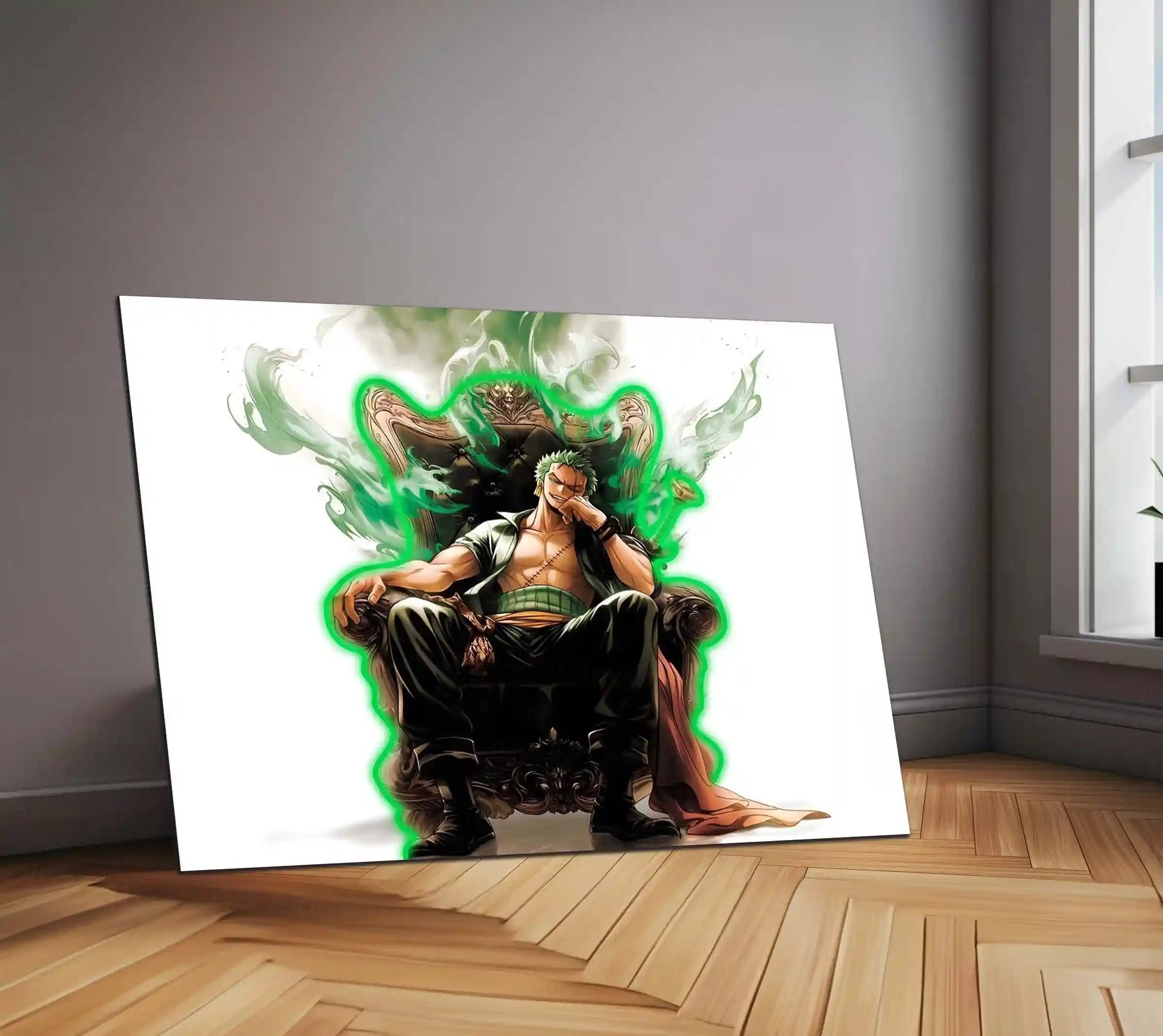 Roronoa Zoro King Neon LED Frame | One Piece Anime Wall Art | Throne Aura Swordsman Design - TURTLEWINGS