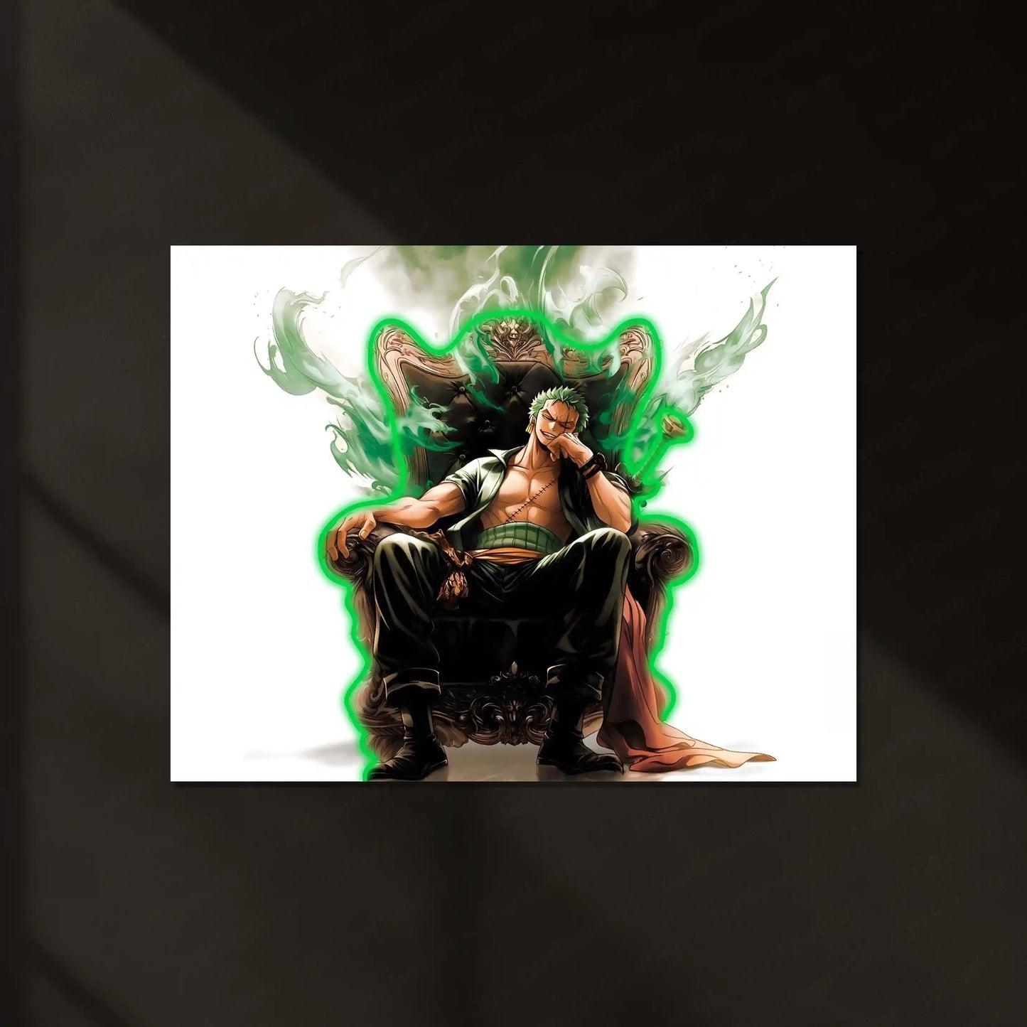 Roronoa Zoro King Neon LED Frame | One Piece Anime Wall Art | Throne Aura Swordsman Design - TURTLEWINGS