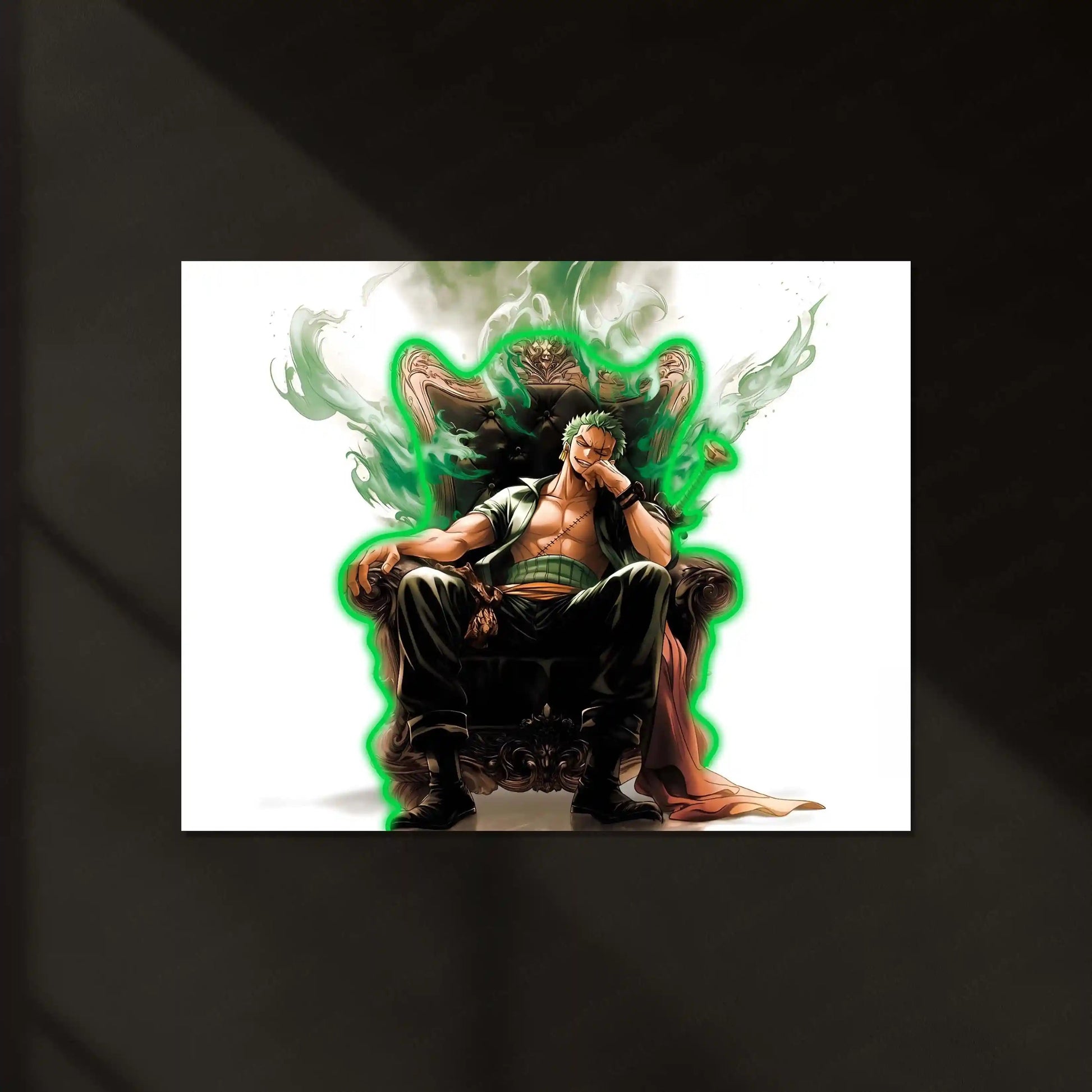Roronoa Zoro King Neon LED Frame | One Piece Anime Wall Art | Throne Aura Swordsman Design - TURTLEWINGS