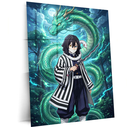 Anime Metal Poster | Obanai Iguro Serpent Breathing Metal Poster | Demon Slayer Anime Wall Art | Premium Aluminum Print