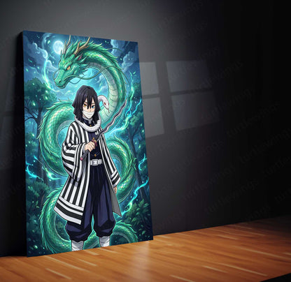 Anime Metal Poster | Obanai Iguro Serpent Breathing Metal Poster | Demon Slayer Anime Wall Art | Premium Aluminum Print