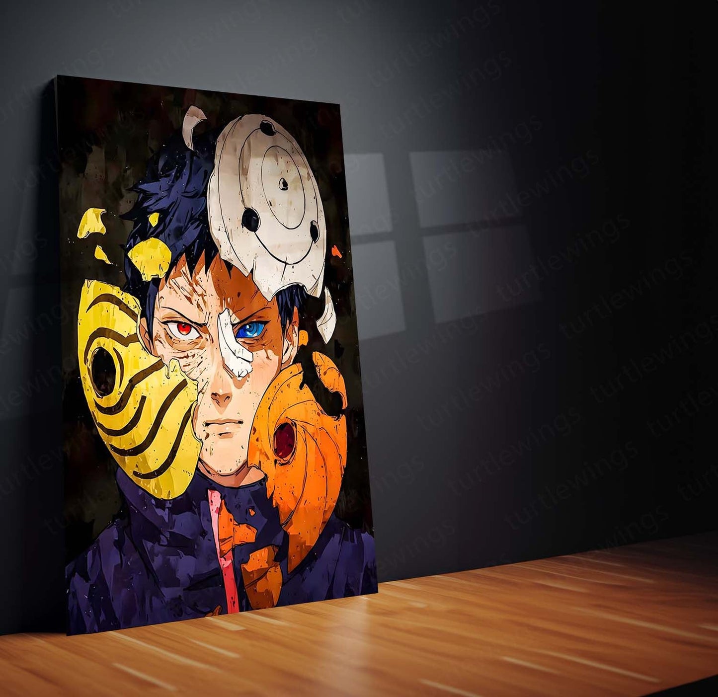 Anime Metal Poster | Obito Uchiha – Mask of Shadows Artwork | Naruto Shippuden Metal Frame Poster