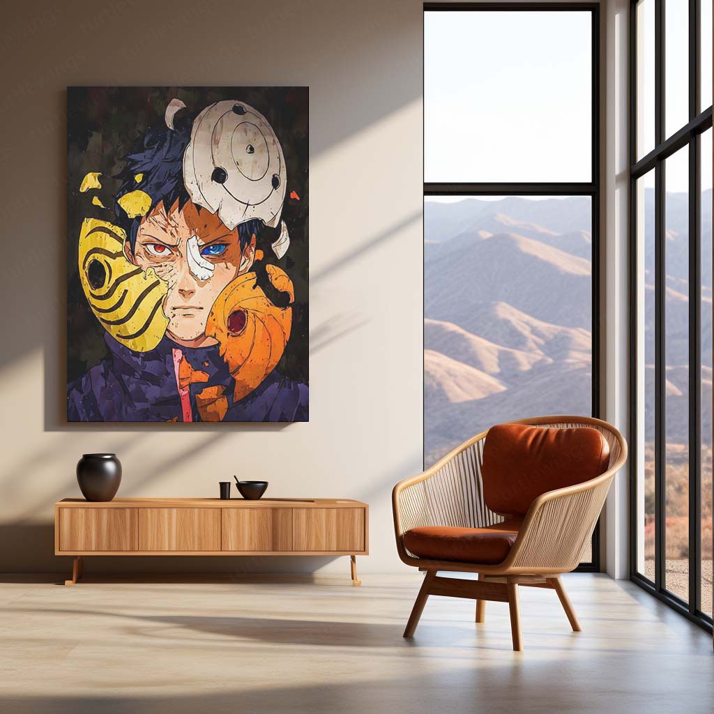 Anime Metal Poster | Obito Uchiha – Mask of Shadows Artwork | Naruto Shippuden Metal Frame Poster