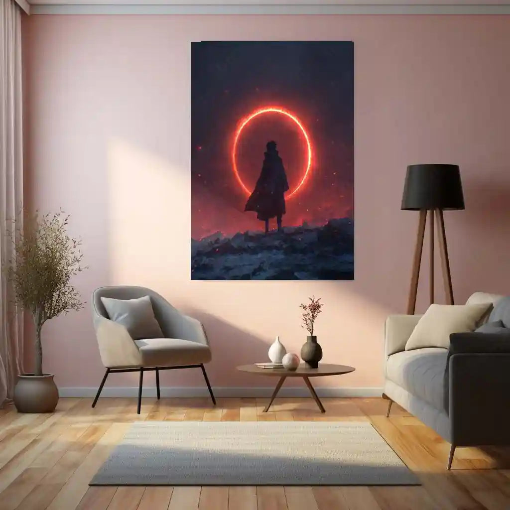 Anime Metal Poster | Itachi Uchiha – Red Moon Metal Poster | Naruto Akatsuki Wall Frame 01 - TURTLEWINGS