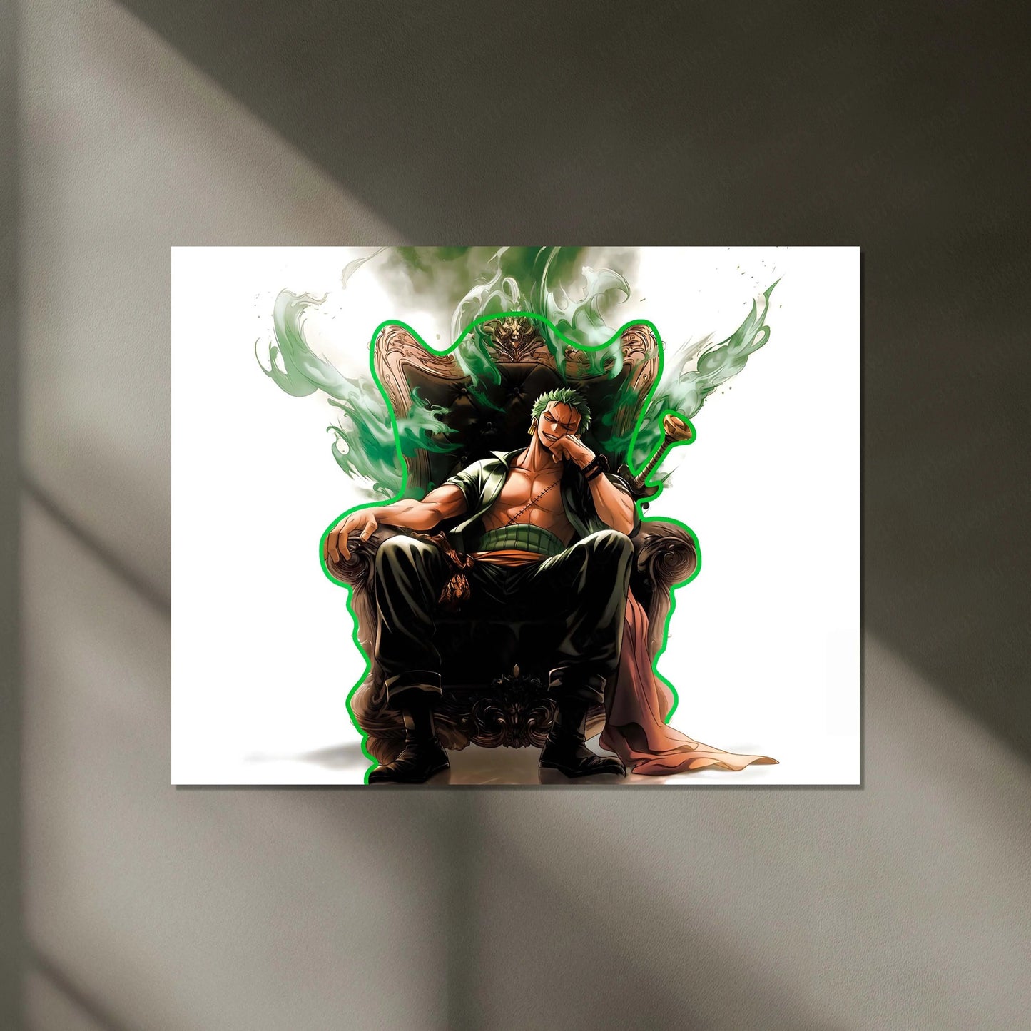 Roronoa Zoro King Neon LED Frame | One Piece Anime Wall Art | Throne Aura Swordsman Design - TURTLEWINGS