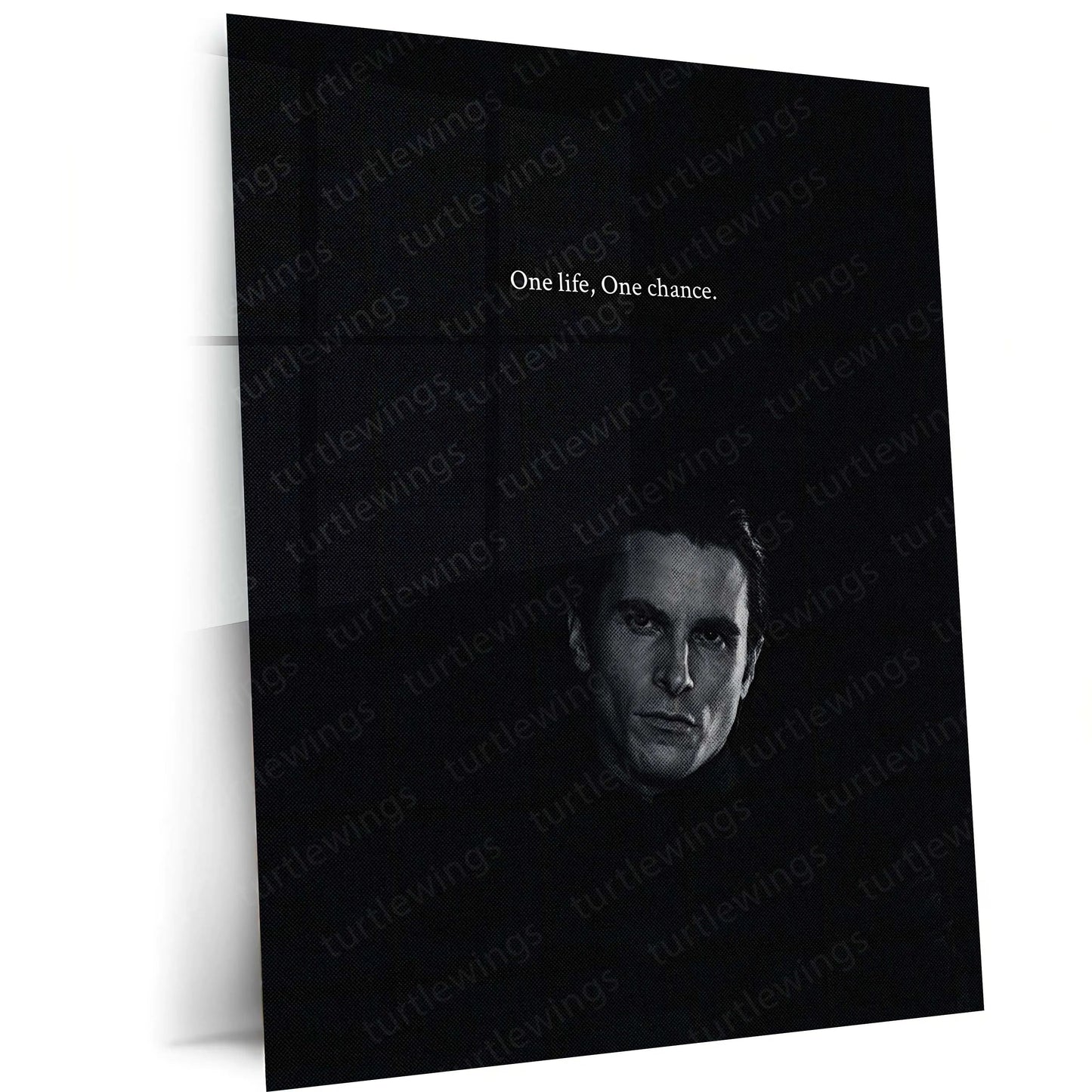 Quote Metal Poster | Christian Bale – One Life, One Chance Metal Frame | Dark Ambition Wall Art | Iconic Quote Metal Poster - TURTLEWINGS 