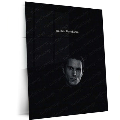 Quote Metal Poster | Christian Bale – One Life, One Chance Metal Frame | Dark Ambition Wall Art | Iconic Quote Metal Poster - TURTLEWINGS 