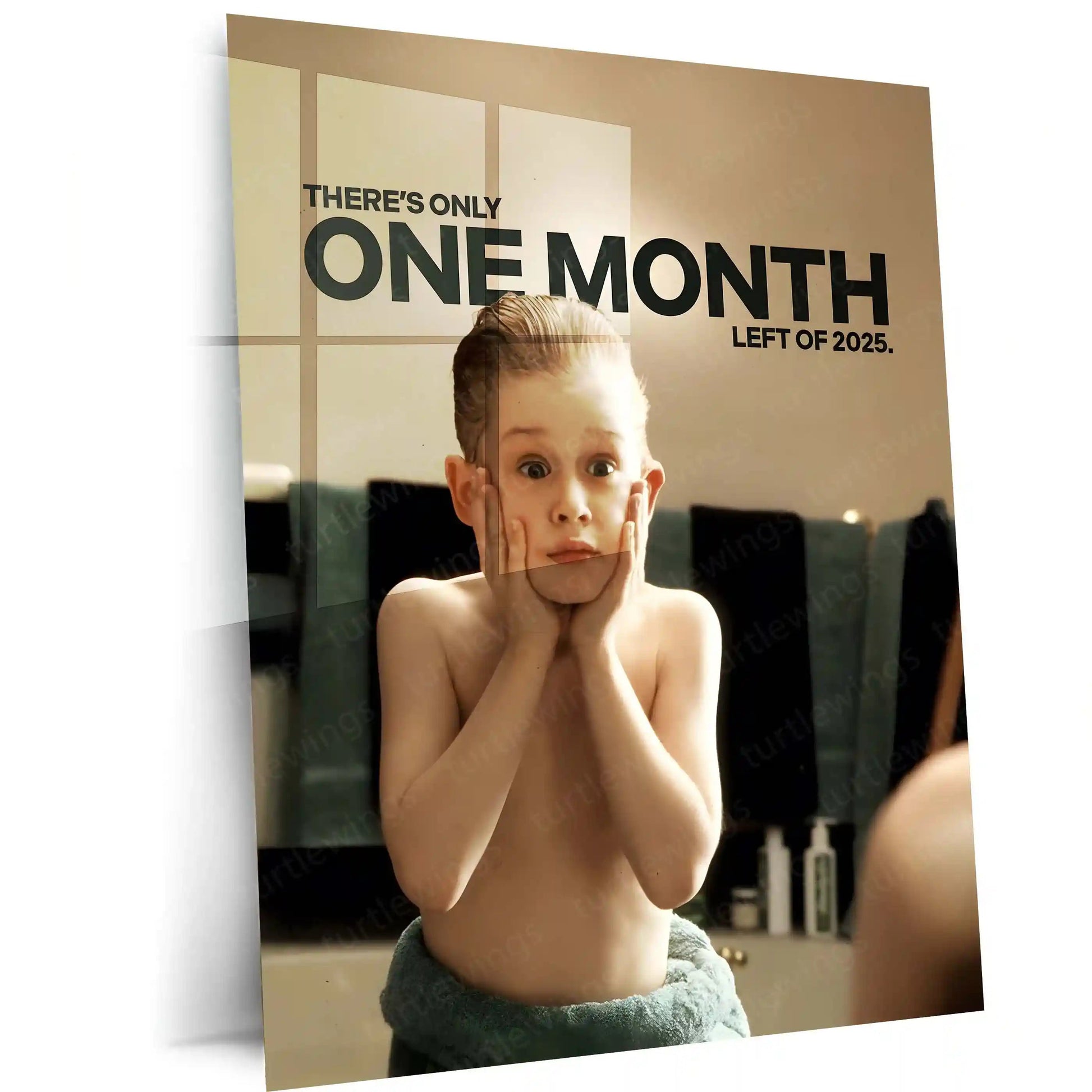 Quote Metal Poster | Macaulay Culkin – One Month Left Metal Frame Deadline Awareness & Time-Pressure Reality Quote Wall Art | End-of-Year Wake-Up Call Metal Poster - TURTLEWINGS