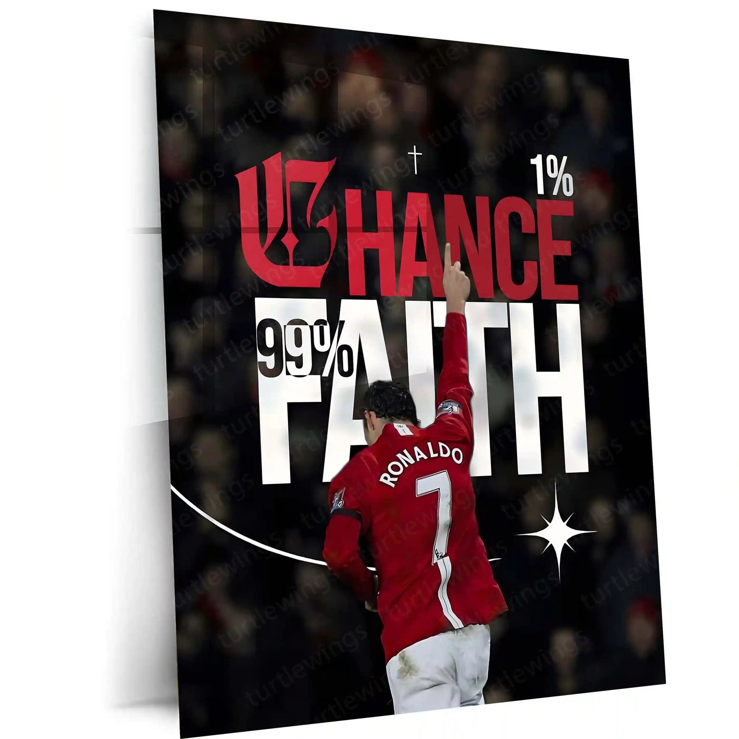 Quote Metal Poster | Cristiano Ronaldo – One Percent Chance Metal Frame | Faith Over Odds Wall Art | Football Motivation Quote Metal Poster - TURTLEWINGS