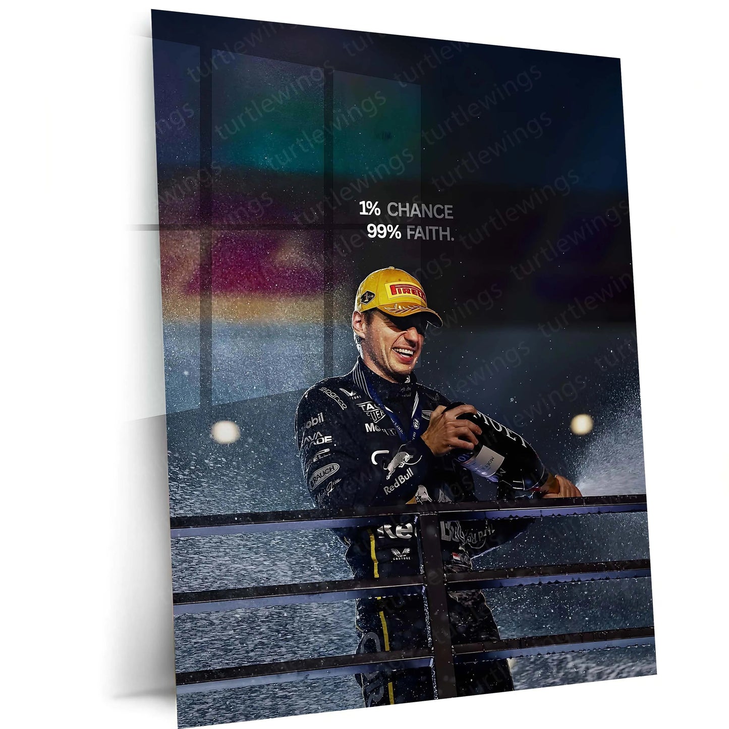 Quote Metal Poster | Las Vegas Grand Prix – One Percent Chance Metal Frame | F1 Faith & Belief Wall Art | Motorsport Motivational Quote Metal Poster - TURTLEWINGS