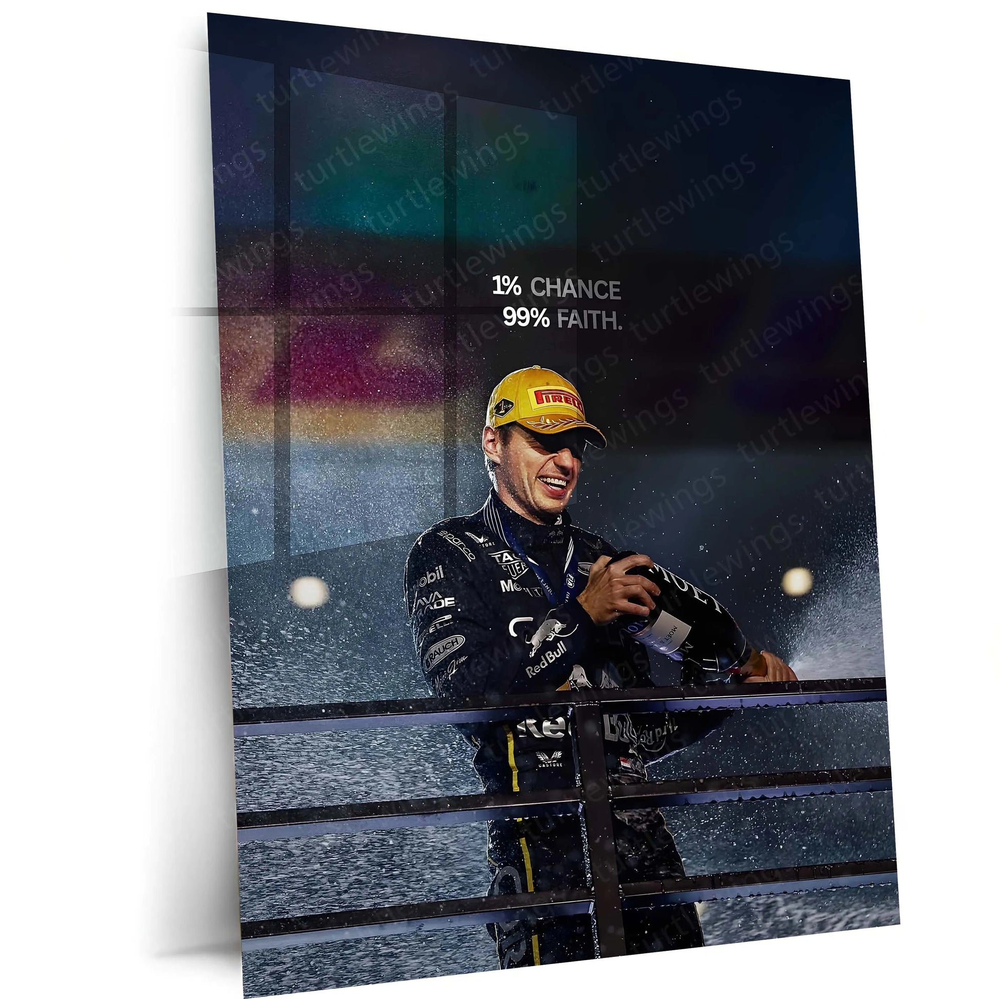 Quote Metal Poster | Las Vegas Grand Prix – One Percent Chance Metal Frame | F1 Faith & Belief Wall Art | Motorsport Motivational Quote Metal Poster - TURTLEWINGS