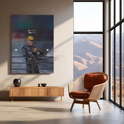 Quote Metal Poster | Las Vegas Grand Prix – One Percent Chance Metal Frame | F1 Faith & Belief Wall Art | Motorsport Motivational Quote Metal Poster - TURTLEWINGS