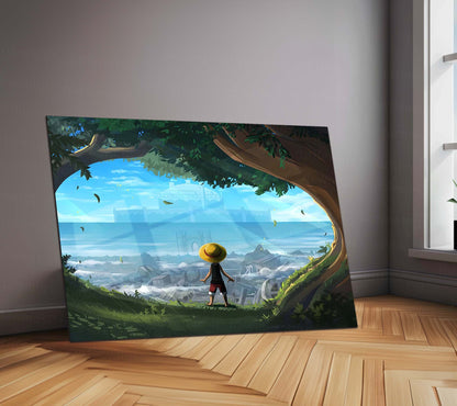 Anime Metal Poster | One Piece Metal Poster | Luffy Adventure Landscape Wall Art | Anime Metal Poster