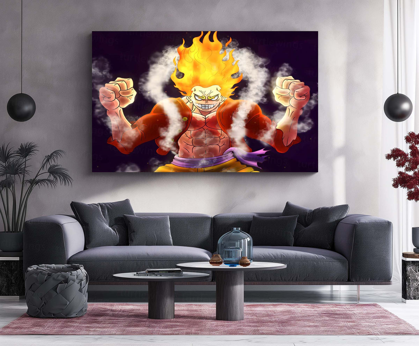 Anime Metal Poster | One Piece Luffy Fire Form Metal Poster | Anime Wall Art | Metal Poster