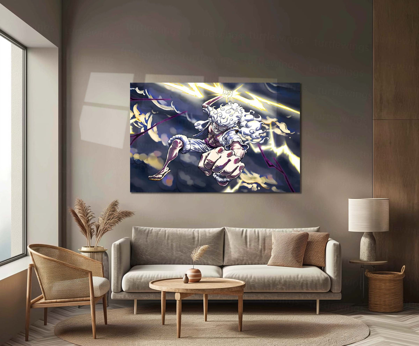 Anime Metal Poster | One Piece Luffy Gear 5 Lightning Form Metal Poster | Japanese Anime Wall Art | Metal Poster