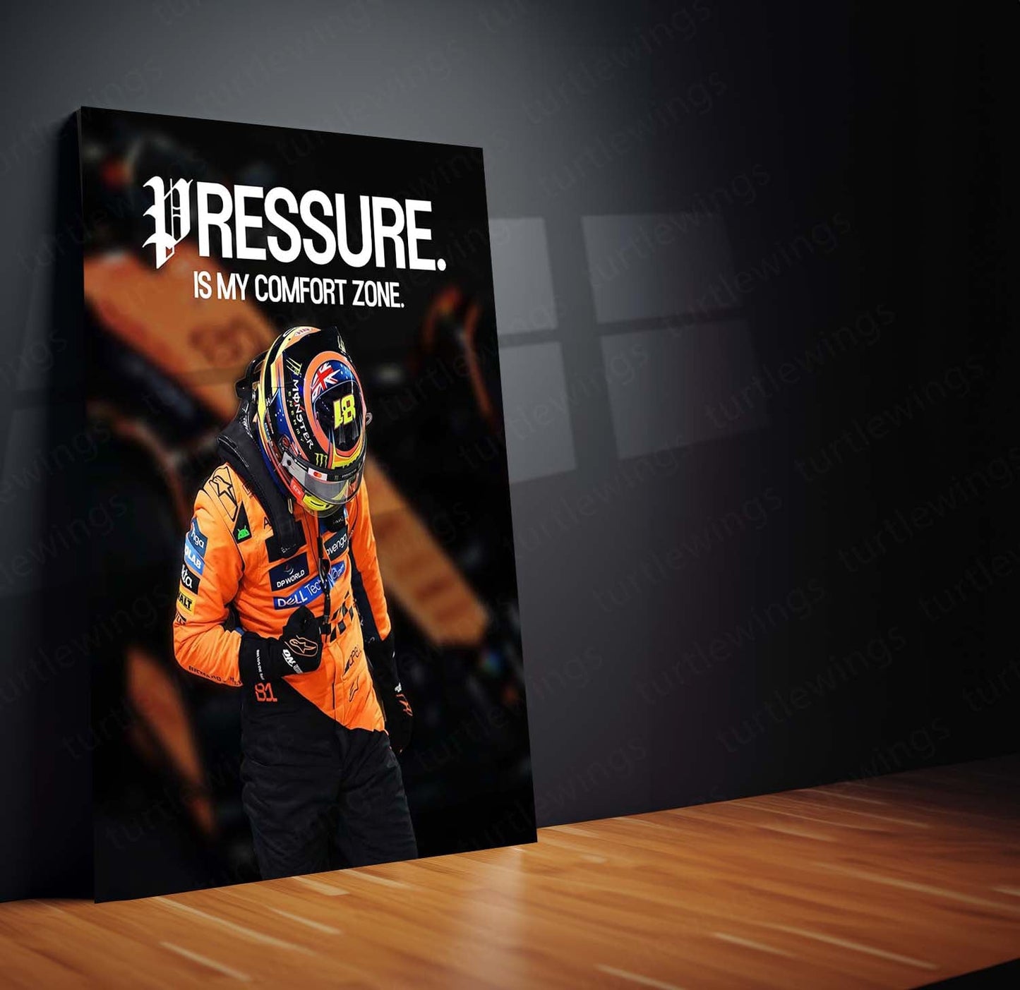 Quote Metal Poster | Oscar Piastri “Pressure Is My Comfort Zone” Metal Print | McLaren Formula Racing Wall Art | Motivational Motorsport Poster