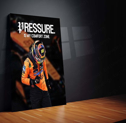 Quote Metal Poster | Oscar Piastri “Pressure Is My Comfort Zone” Metal Print | McLaren Formula Racing Wall Art | Motivational Motorsport Poster