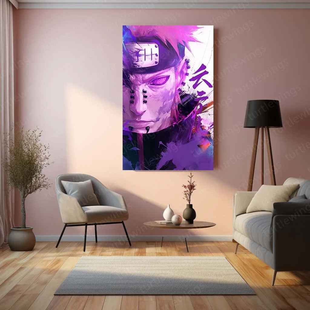 Pain Metal Poster | Naruto Anime Wall Art | Akatsuki Six Paths of Pain Decor 2 - TURTLEWINGS